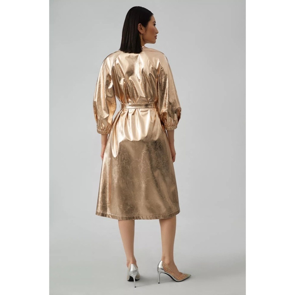NWT!! Anthropologie MARE MARE Shine Faux‎ Leather Shirt Dress Pearl Metallic XS - Picture 9 of 15